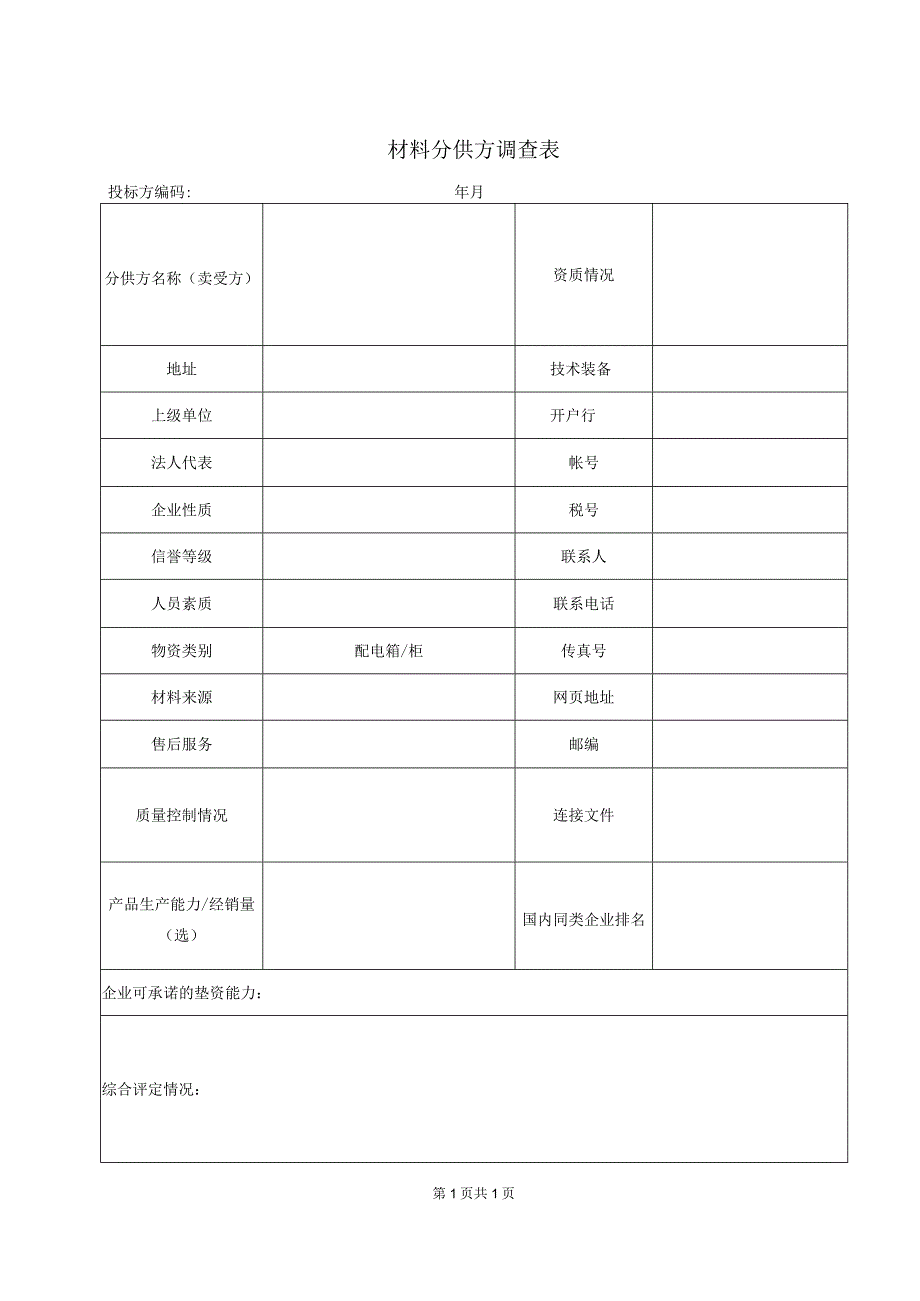 材料分供方调查表48(2023年).docx_第1页