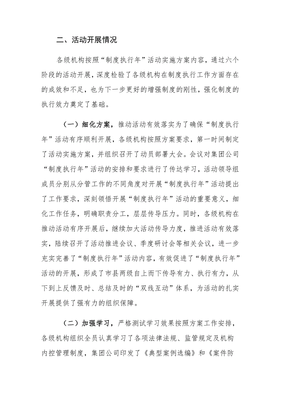 2023年集团公司“制度执行年”活动工作总结报告参考范文.docx_第2页