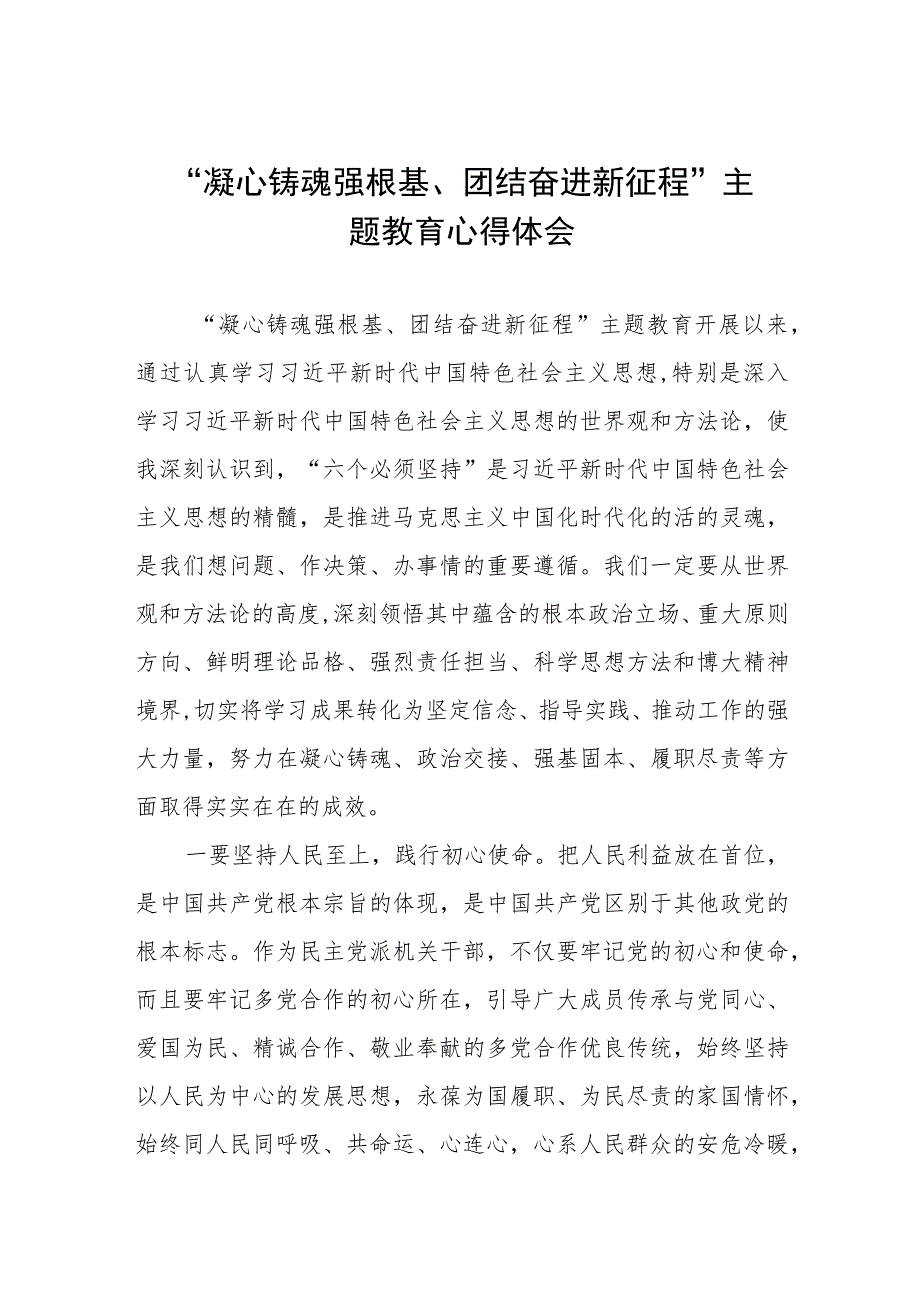 2023年凝心铸魂强根基团结奋进新征程主题教育学习心得体会3篇.docx_第1页