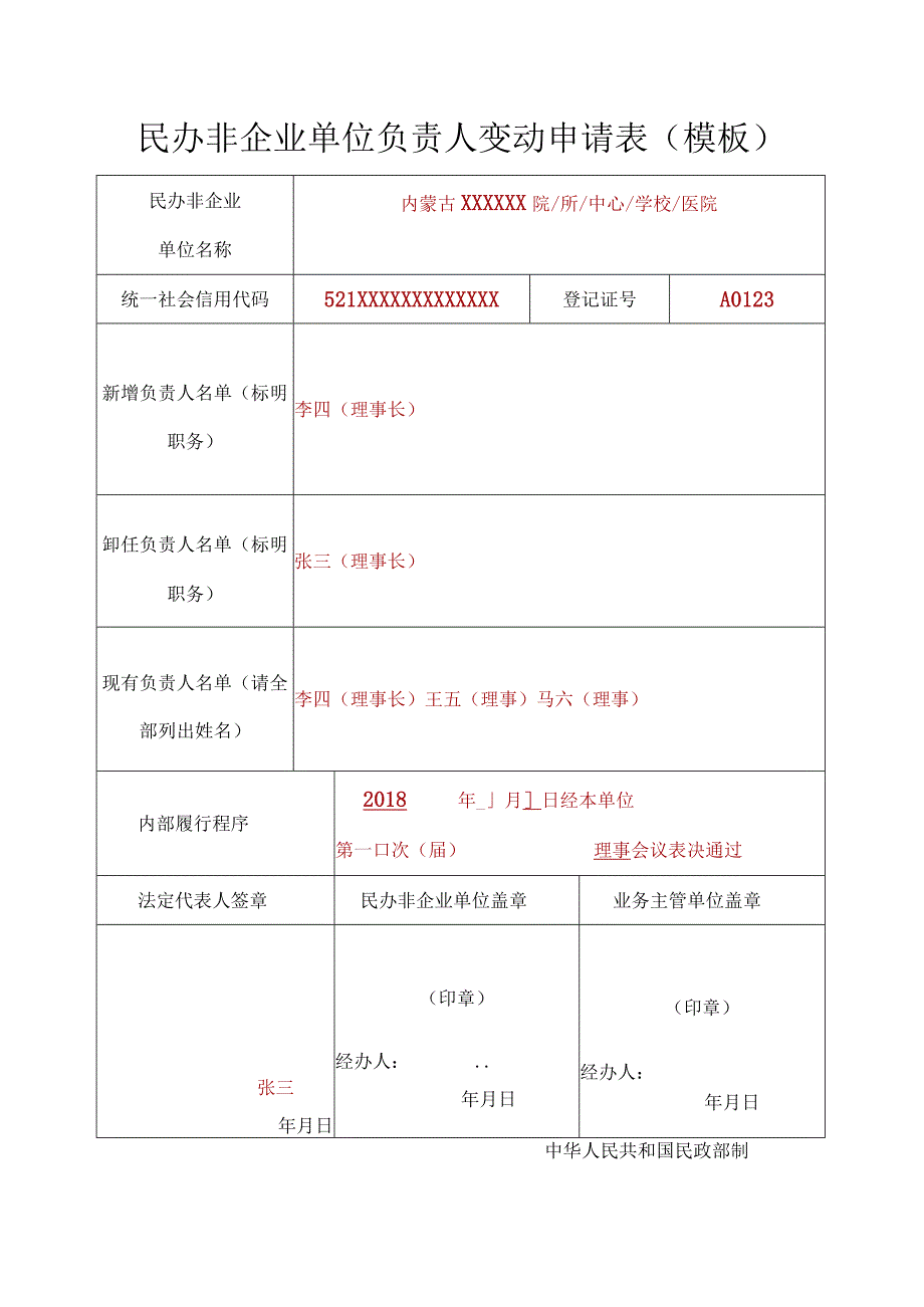 民办非企业单位负责人变动申请表.docx_第1页