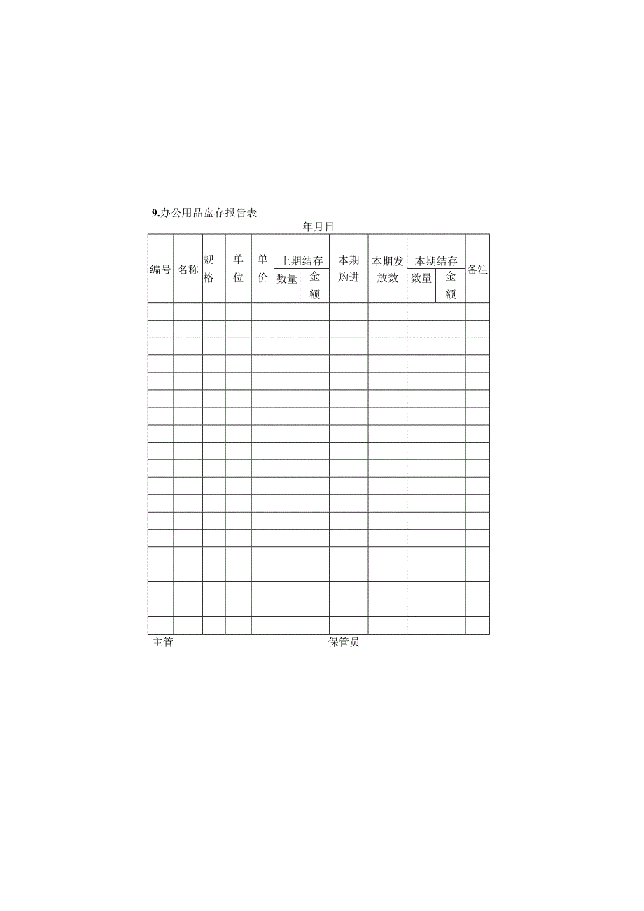 办公用品盘存报告表样本.docx_第1页