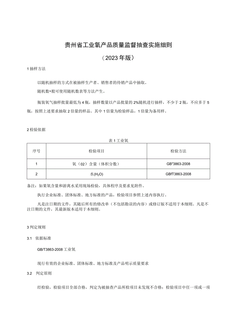 贵州省工业氧产品质量监督抽查实施细则（2023年版）.docx_第1页