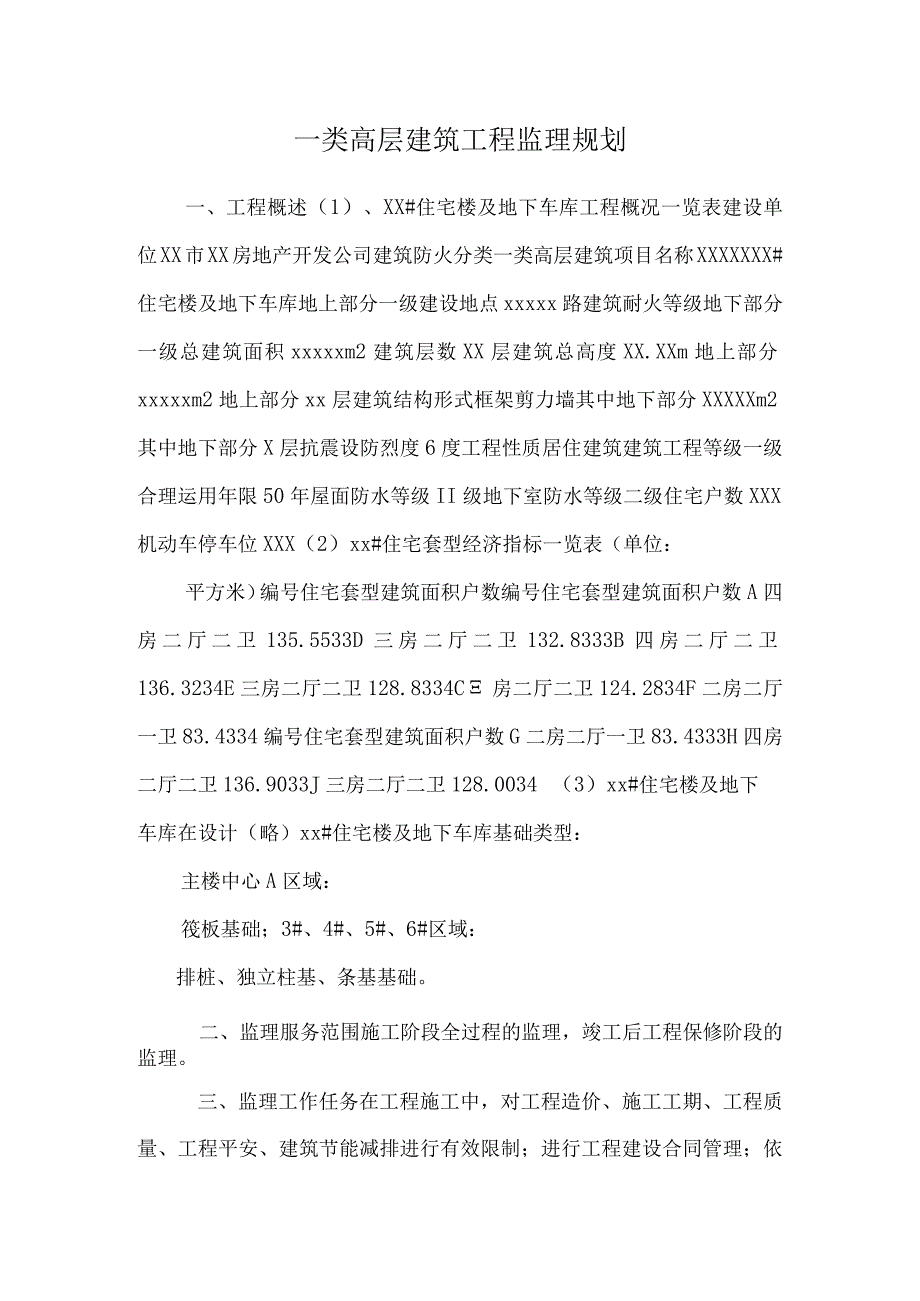 一类高层建筑工程监理规划.docx_第1页