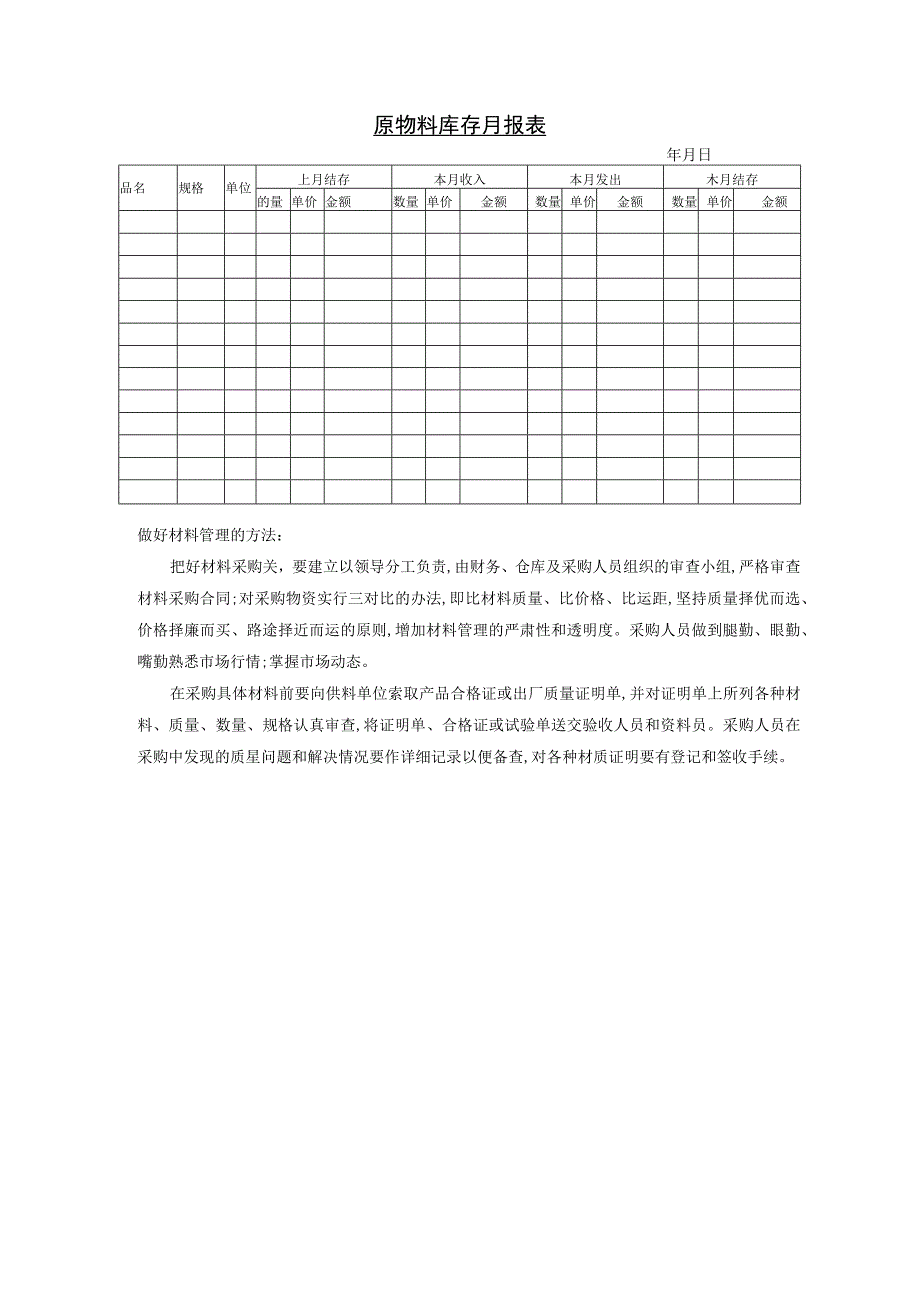 原物料库存月报表参考范本.docx_第1页