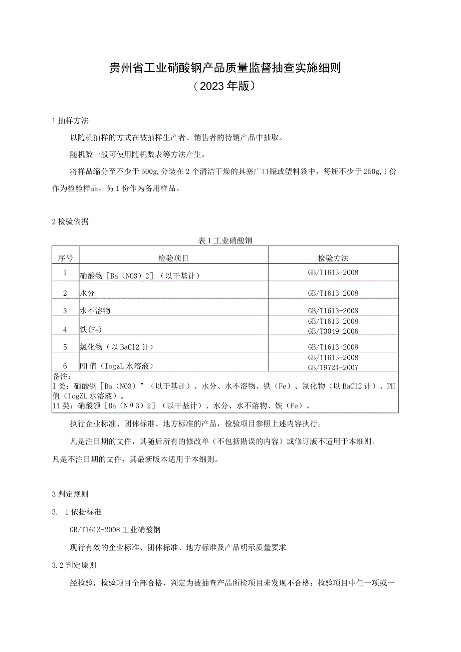 贵州省工业硝酸钡产品质量监督抽查实施细则（2023年版）.docx_第1页