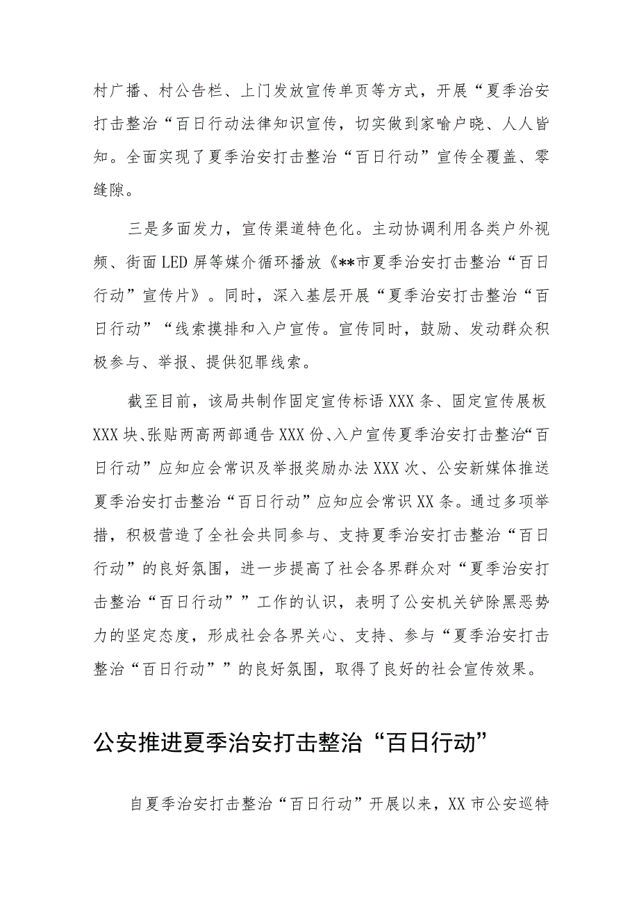 公安派出所推进夏季治安打击整治“百日行动”总结汇报七篇.docx_第2页