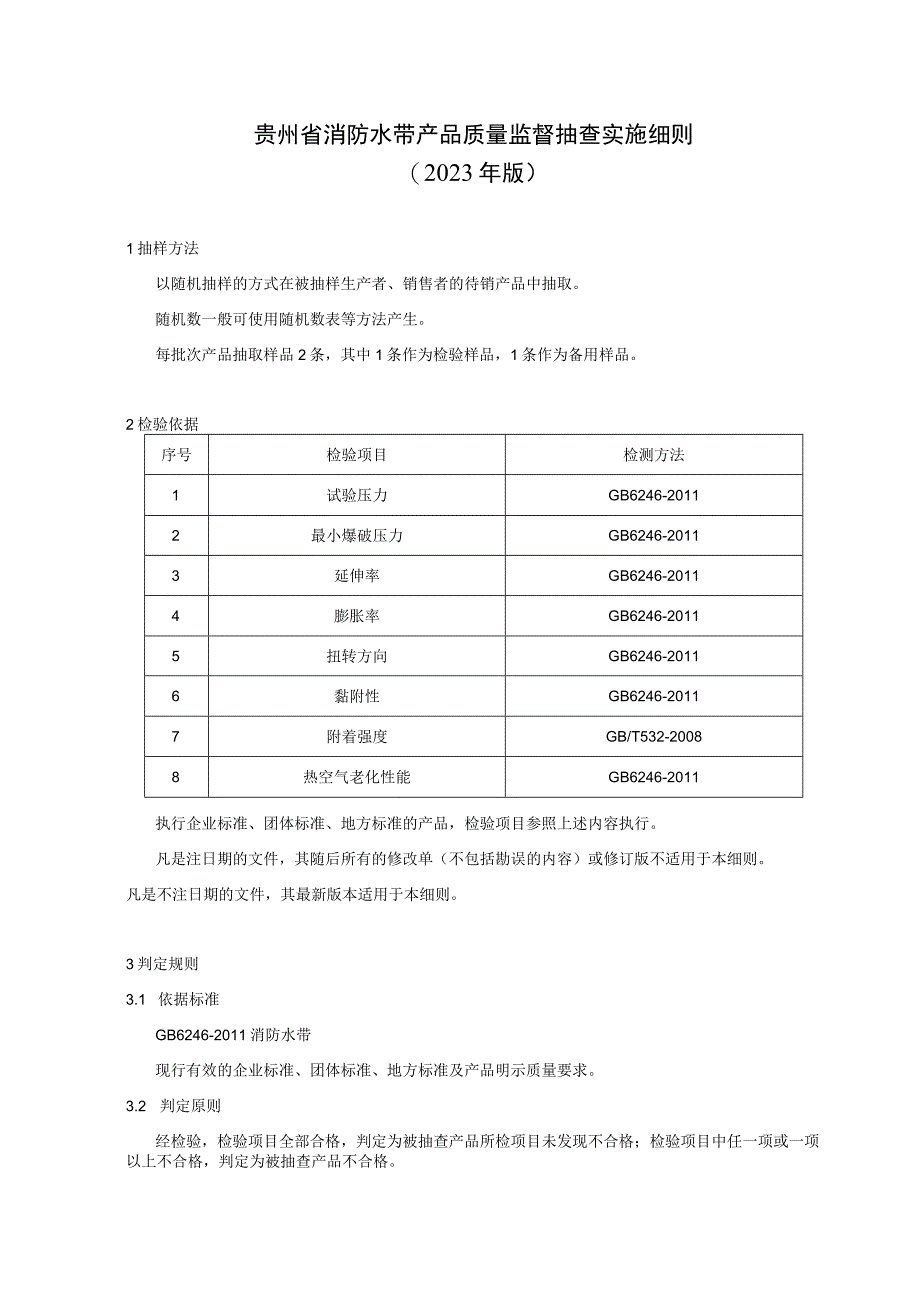 贵州省消防水带产品质量监督抽查实施细则（2023年版）.docx_第1页