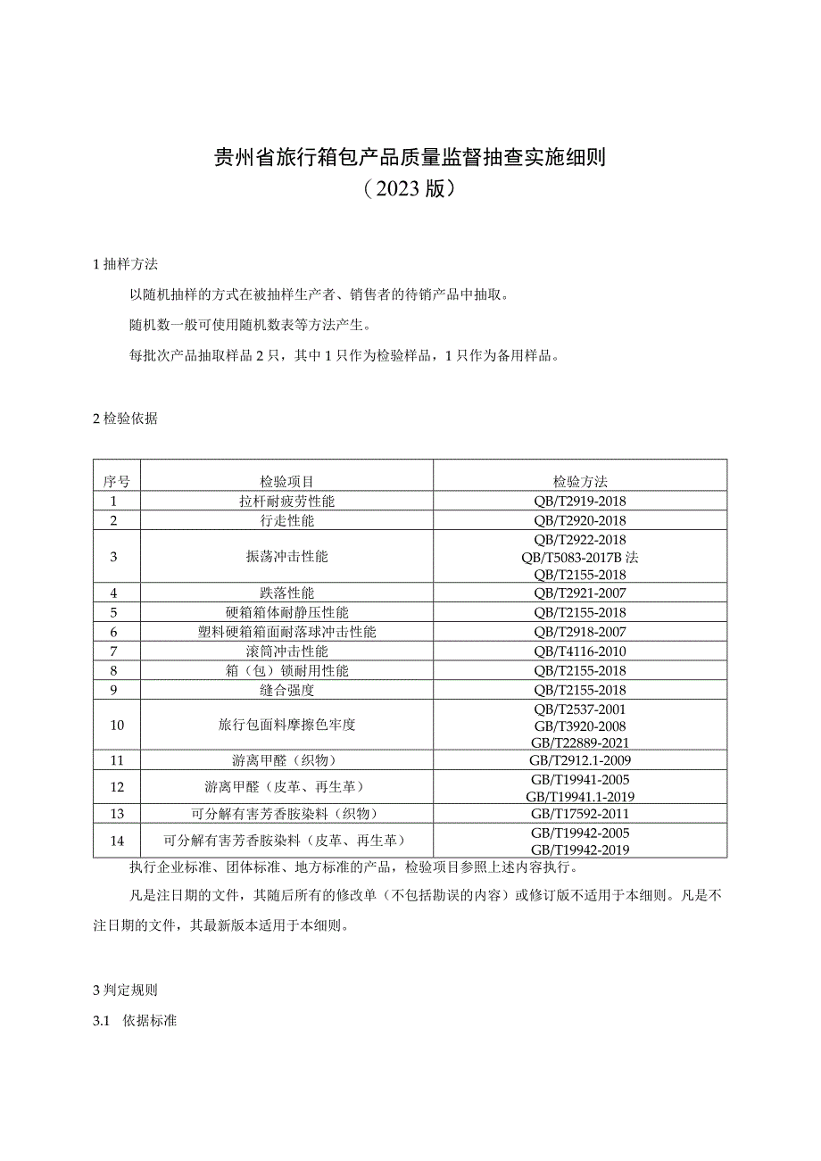 贵州省旅行箱包产品质量监督抽查实施细则（2023年版）.docx_第1页