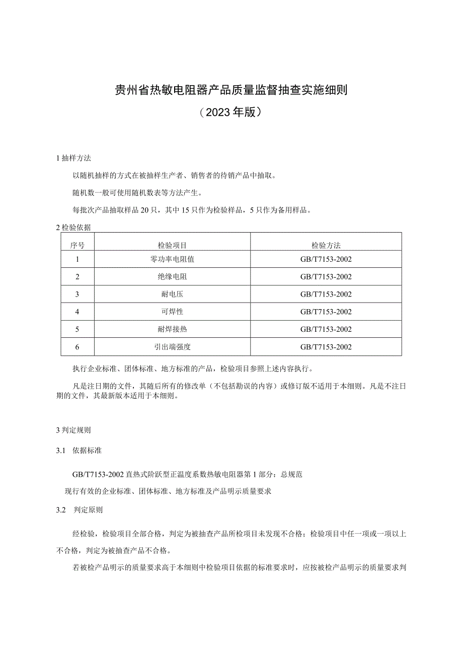 贵州省热敏电阻器产品质量监督抽查实施细则（2023年版）.docx_第1页