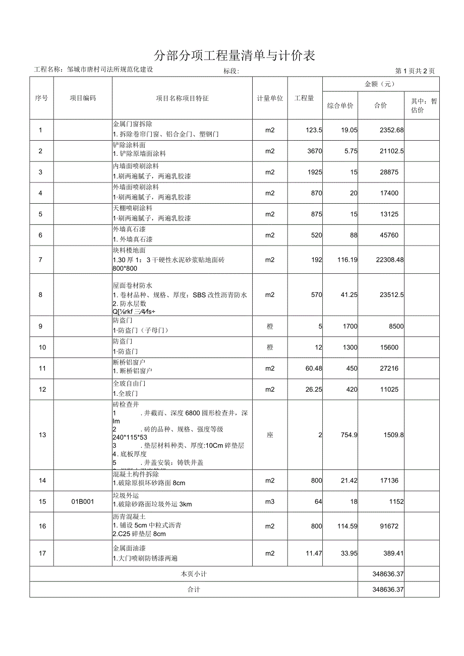 建筑与装饰工程招标控制价汇总表.docx_第2页