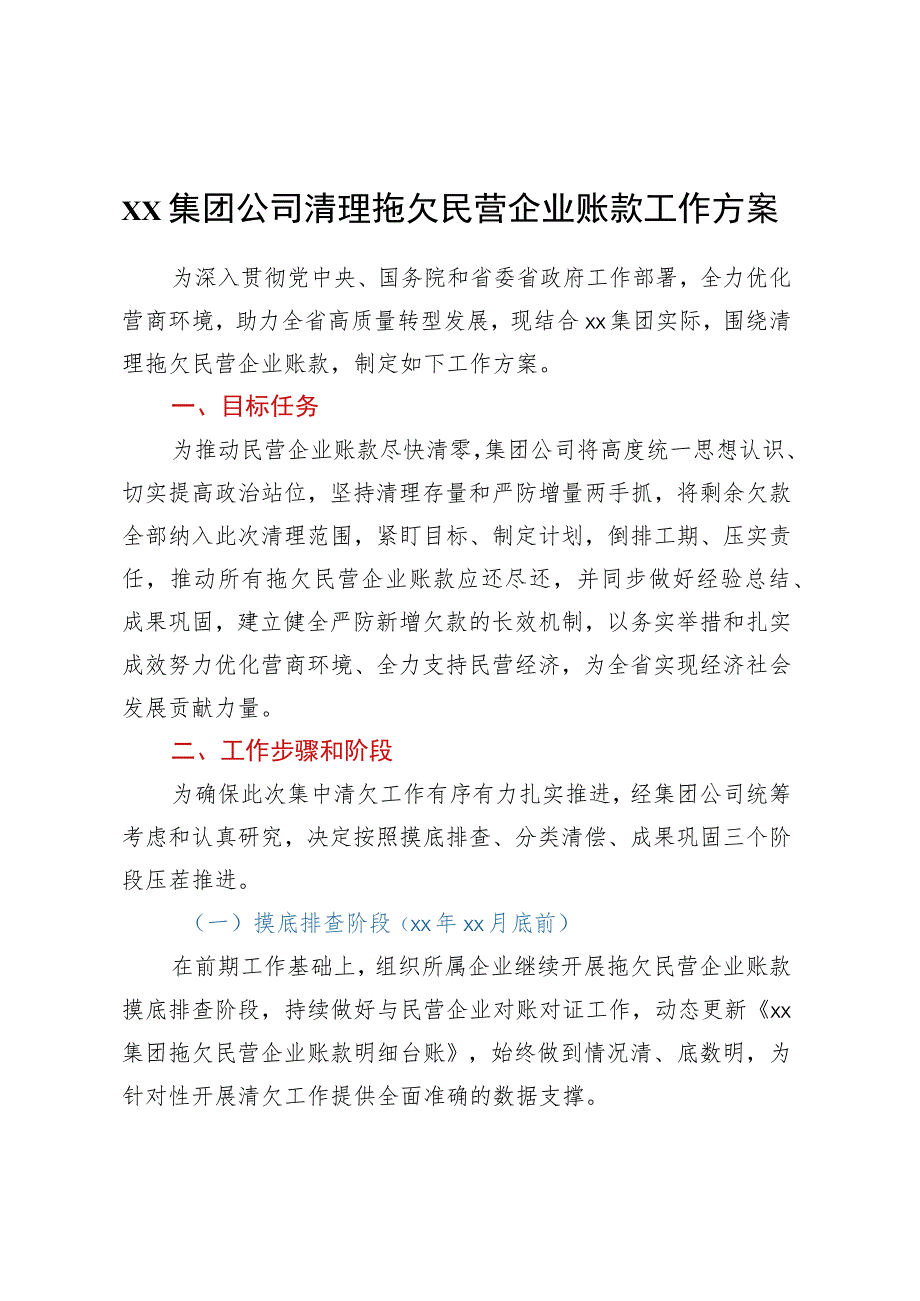 ××集团公司清理拖欠民营企业账款工作方案.docx_第1页