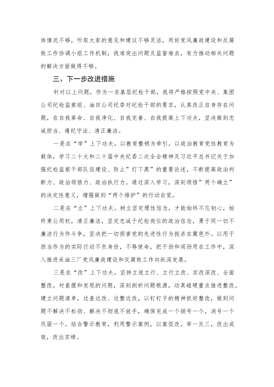 2023纪检干部教育整顿党性分析报告范文精选（3篇）.docx_第3页