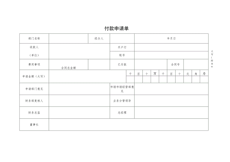 2023付款申请单模板.docx_第1页