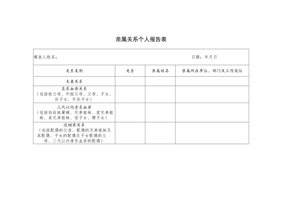 亲属关系个人报告表.docx_第1页