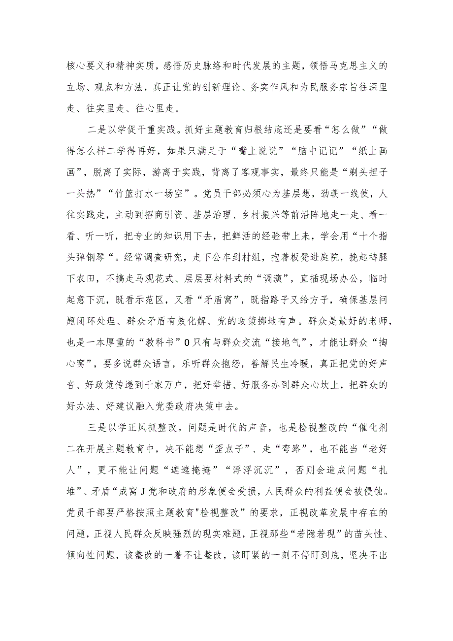 2023主题教育发言提纲：以学促干重实践以学正风抓整改【10篇精选】供参考.docx_第2页