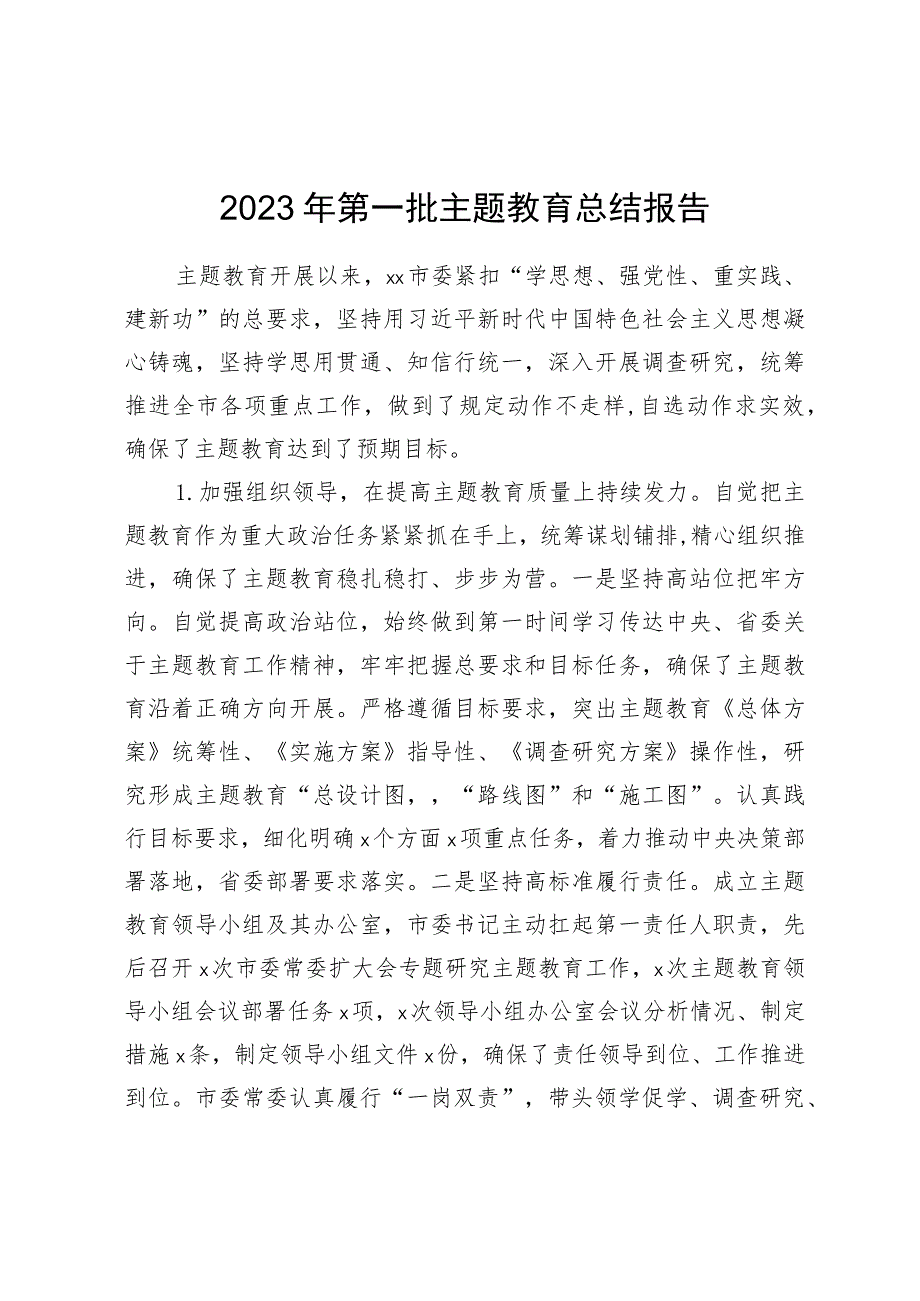 2023年第一批主题教育总结报告.docx_第1页