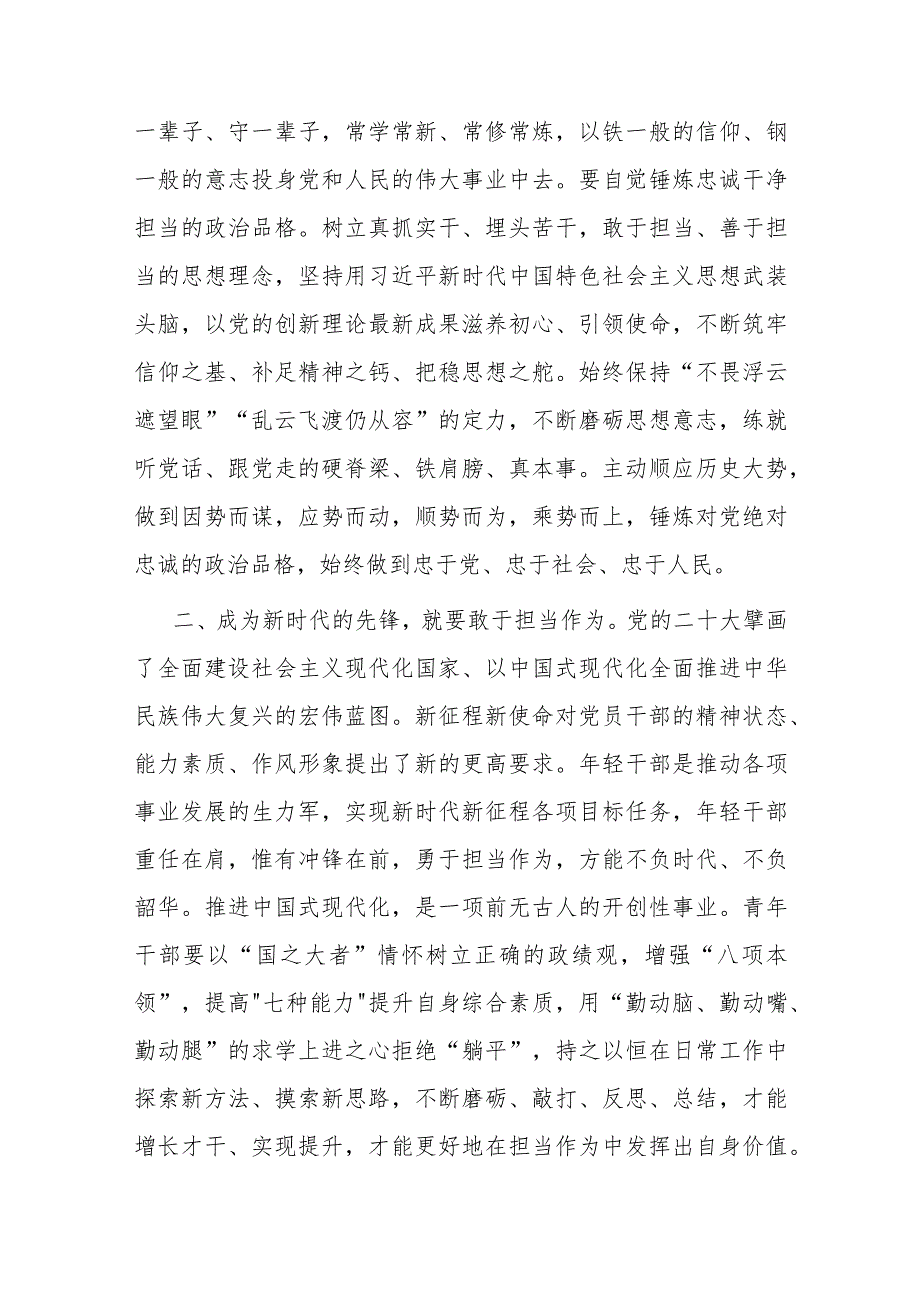 2篇青年交流发言：坚定理想信念 强化责任担当 争做时代先锋.docx_第2页