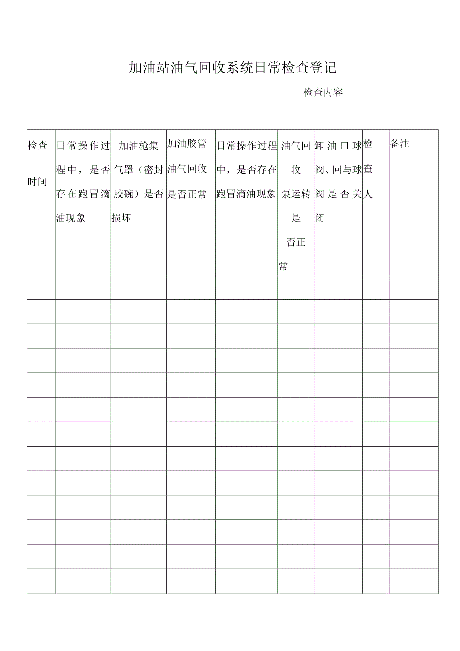 加油站油气回收系统日常检查登记表.docx_第1页