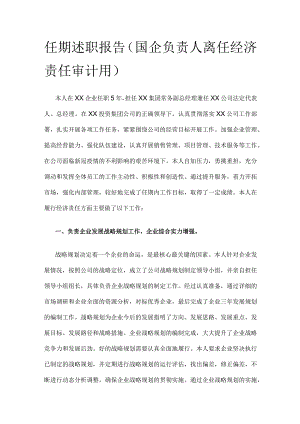 任期述职报告（国企负责人离任经济责任审计用）(全).docx