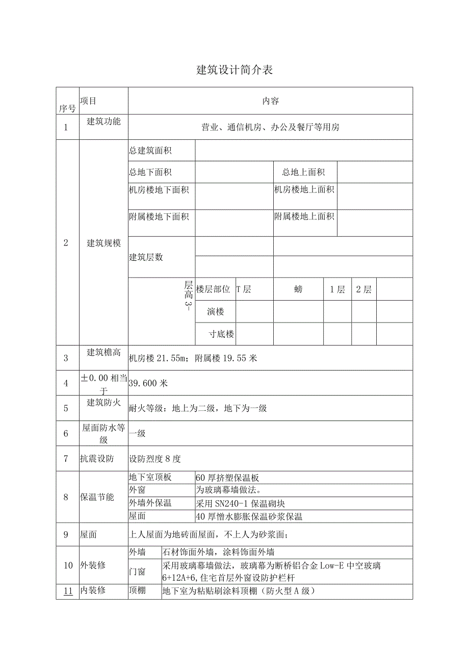 建筑设计简介表.docx_第1页