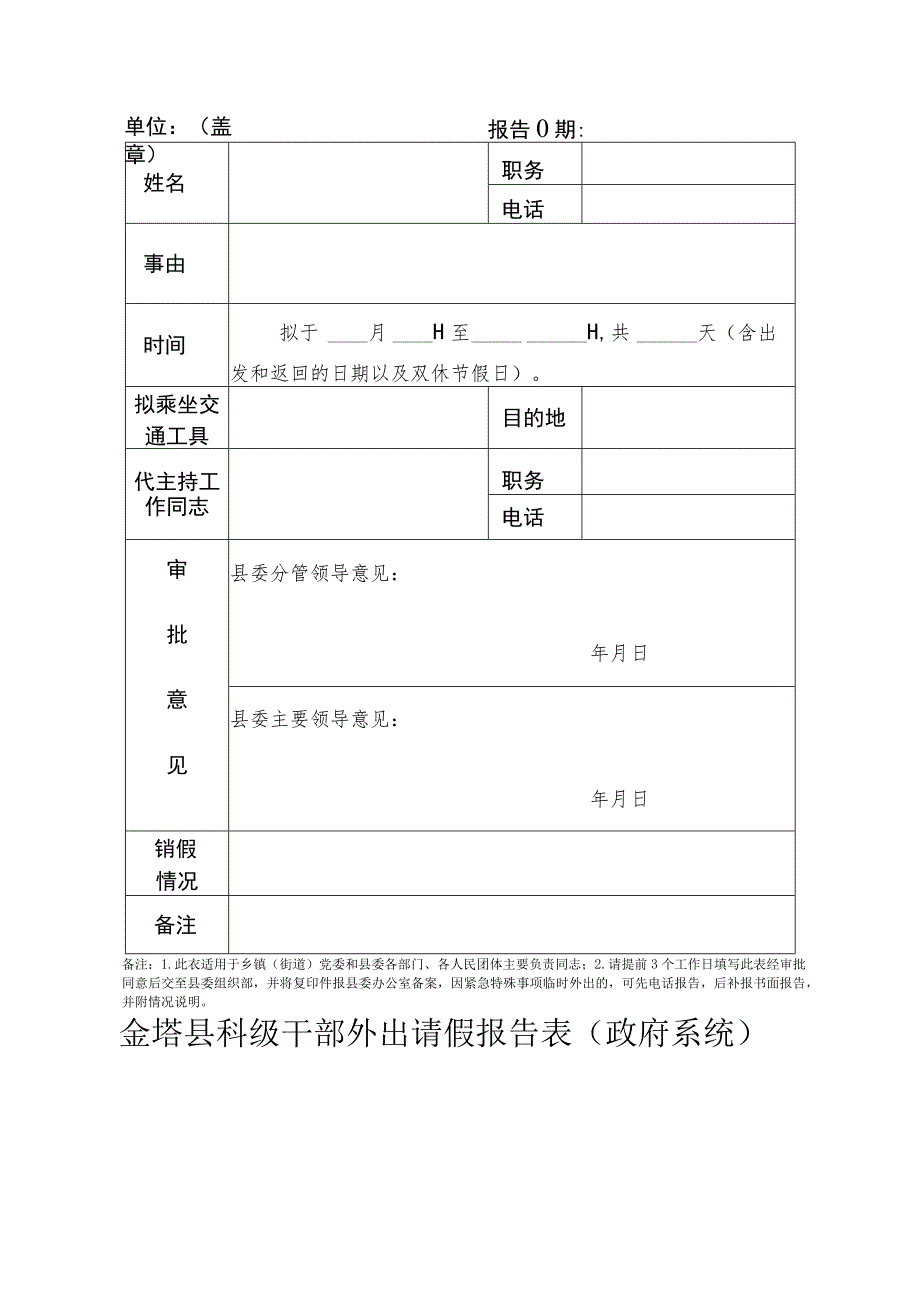 金塔县县级干部外出请假报告表.docx_第2页