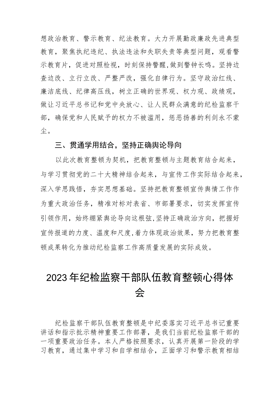 关于2023年纪检监察干部队伍教育整顿活动心得体会(九篇).docx_第2页