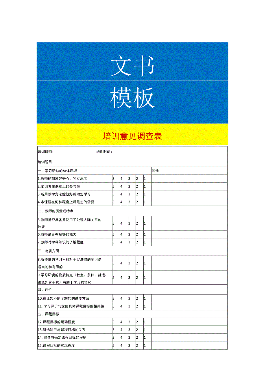 培训意见调查表.docx_第1页