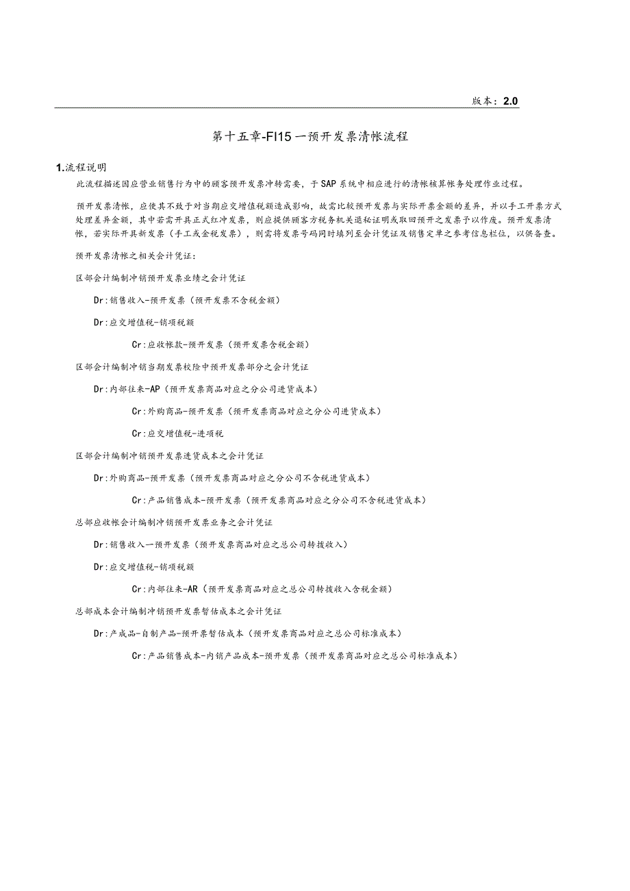 第 十 五 章 - F I 1 5 _ 预 开 发 票 清 帐 流 程.docx_第1页