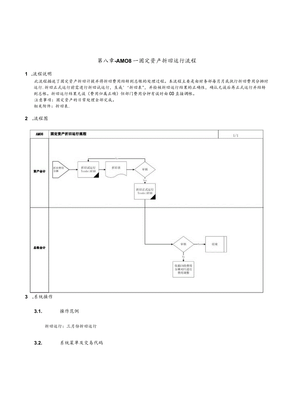 第 八 章 - A M 0 8 _ 固 定 资 产 折 旧 运 行 流 程.docx_第1页