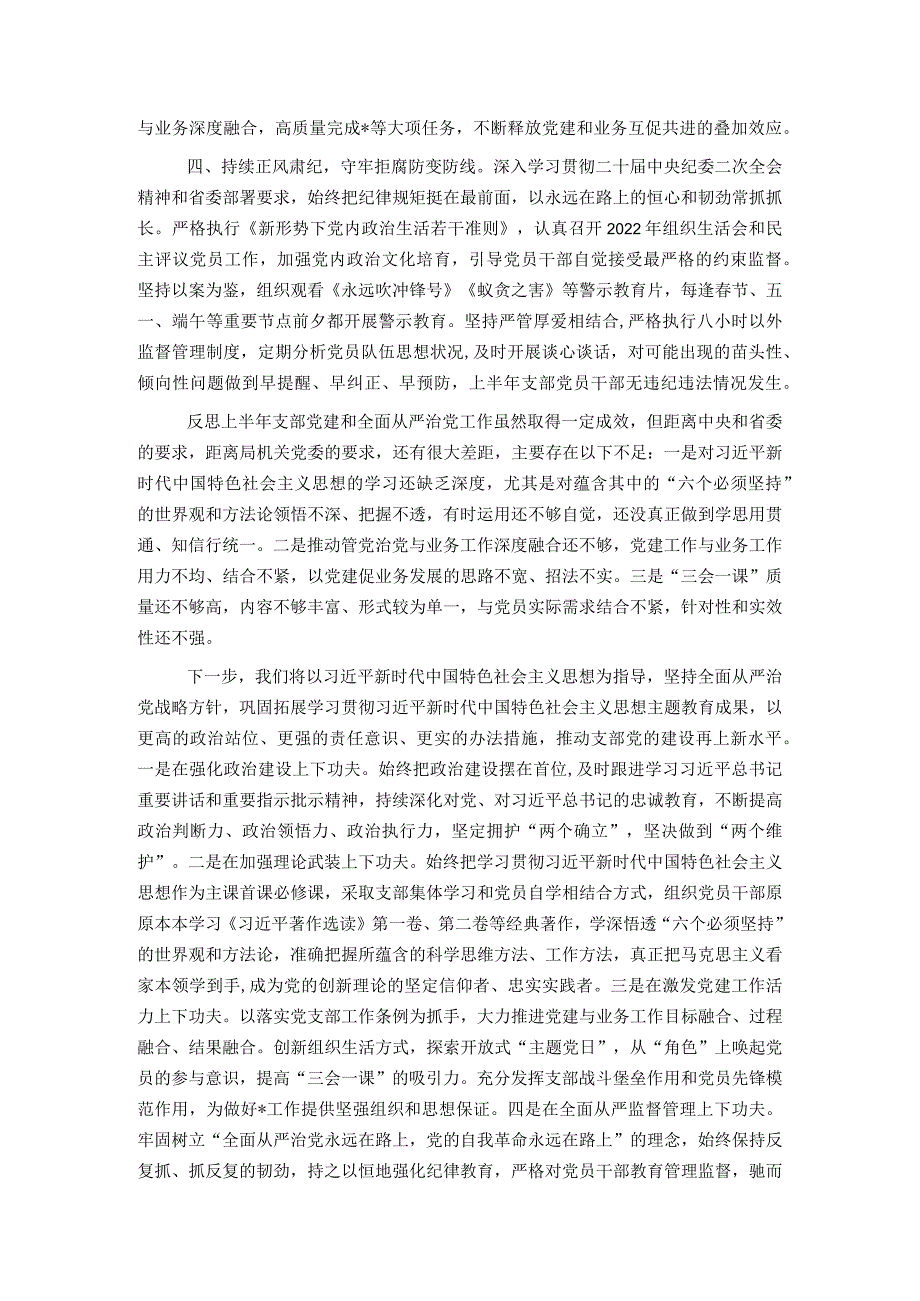 上半年党支部党建工作及落实全面从严治党主体责任情况.docx_第2页