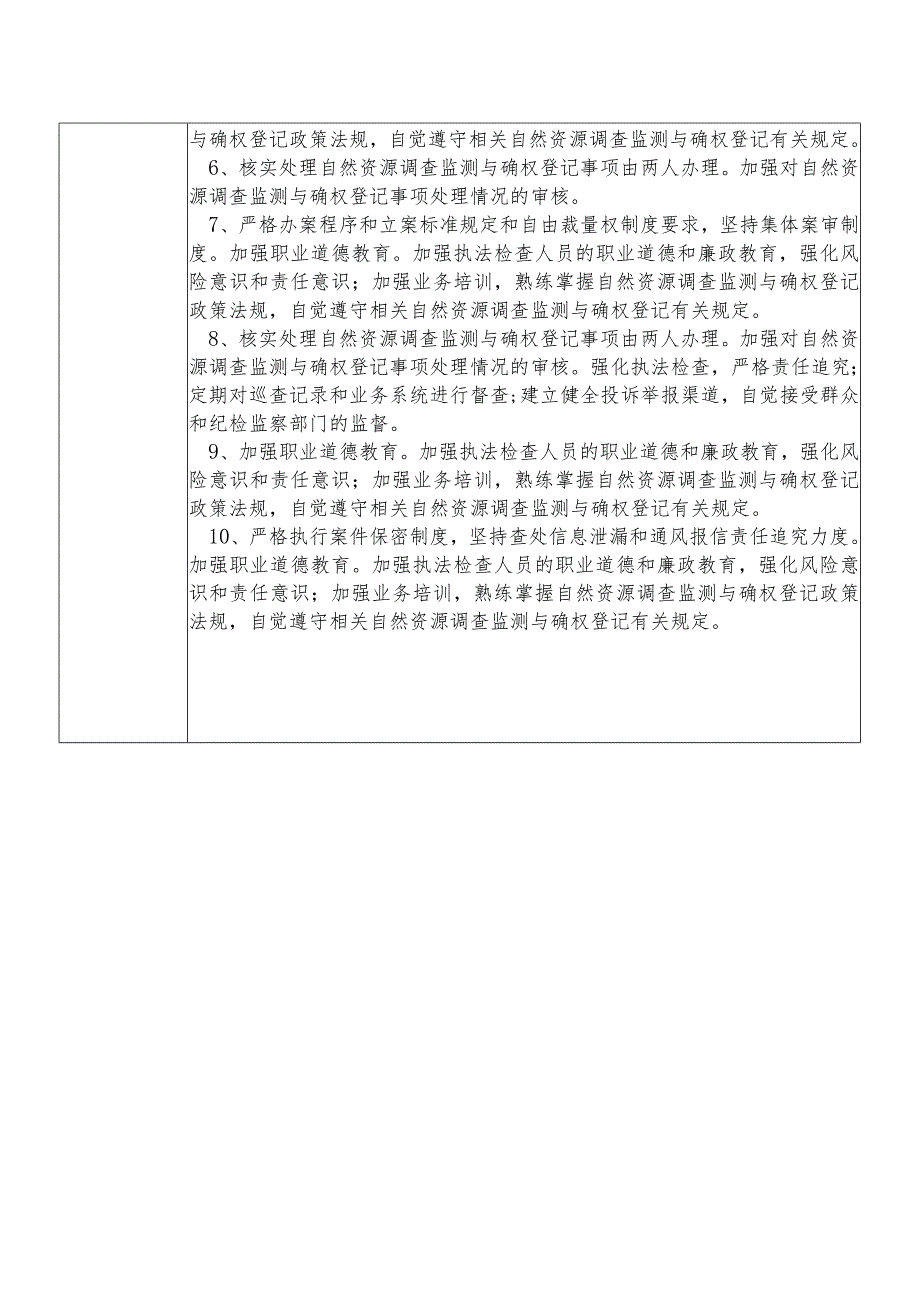 某县自然资源部门自然资源调查监测与确权登记股股长个人岗位廉政风险点排查登记表.docx_第3页