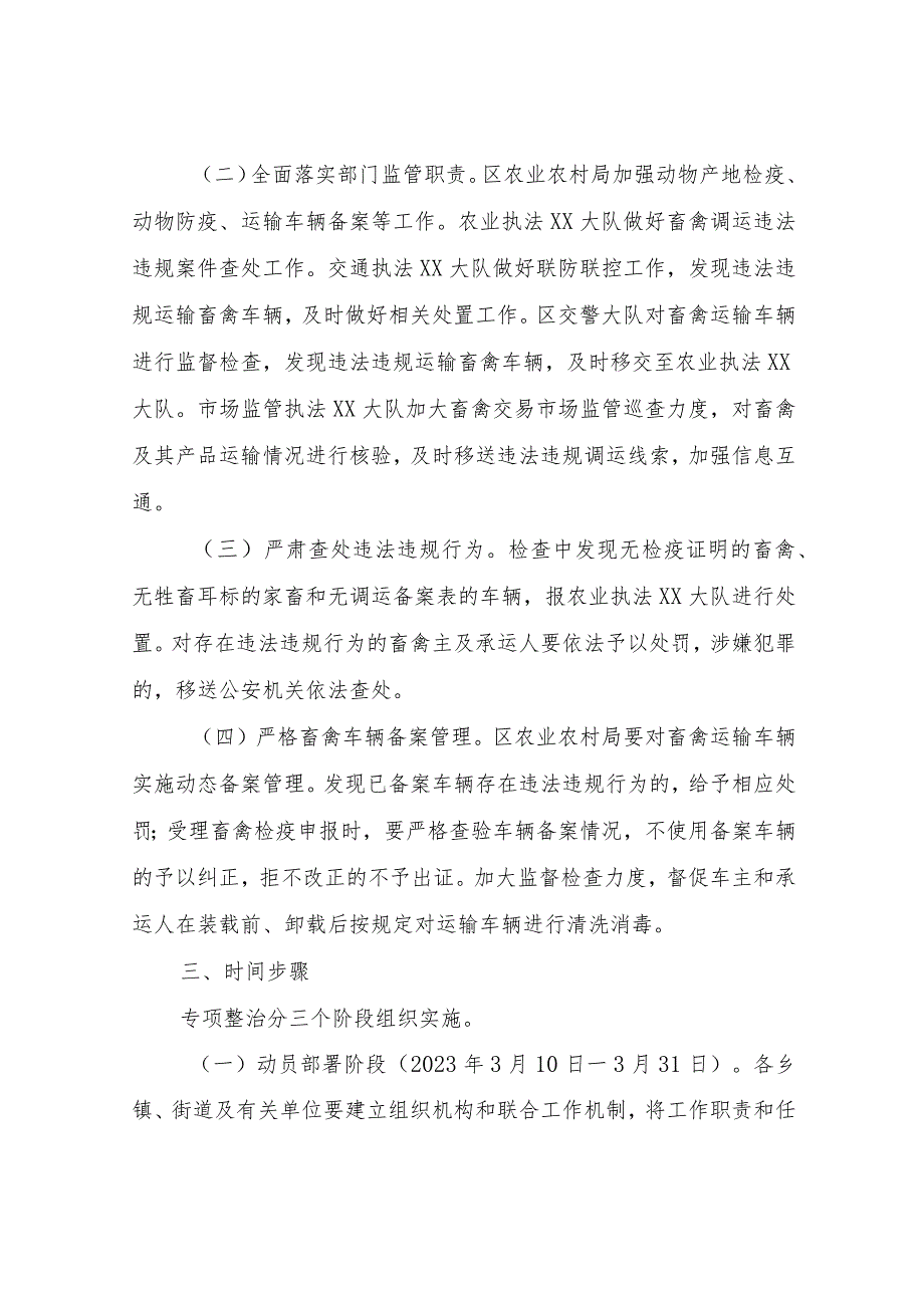 XX区开展严厉打击违法违规调运畜禽行为专项整治行动工作方案.docx_第2页