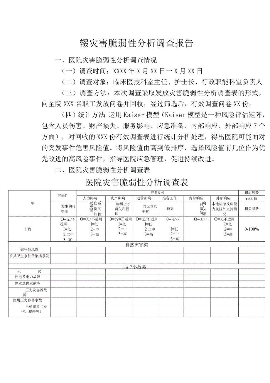 医院灾害脆弱性分析调查报告.docx_第1页