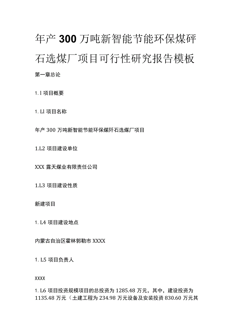 新智能节能环保煤矸石选煤厂项目可行性研究报告模板.docx_第1页