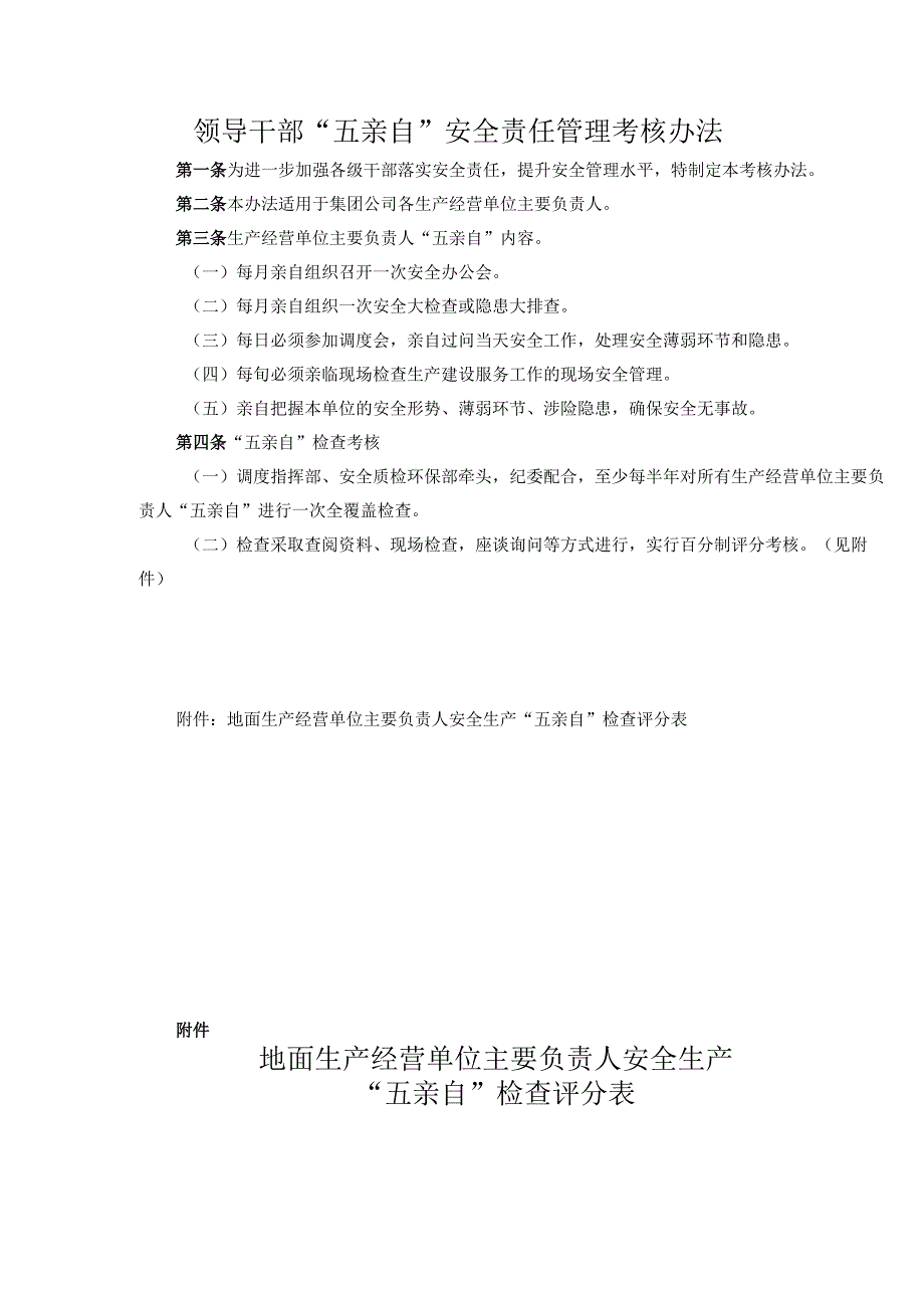 领导干部“五亲自”安全责任管理考核办法.docx_第1页