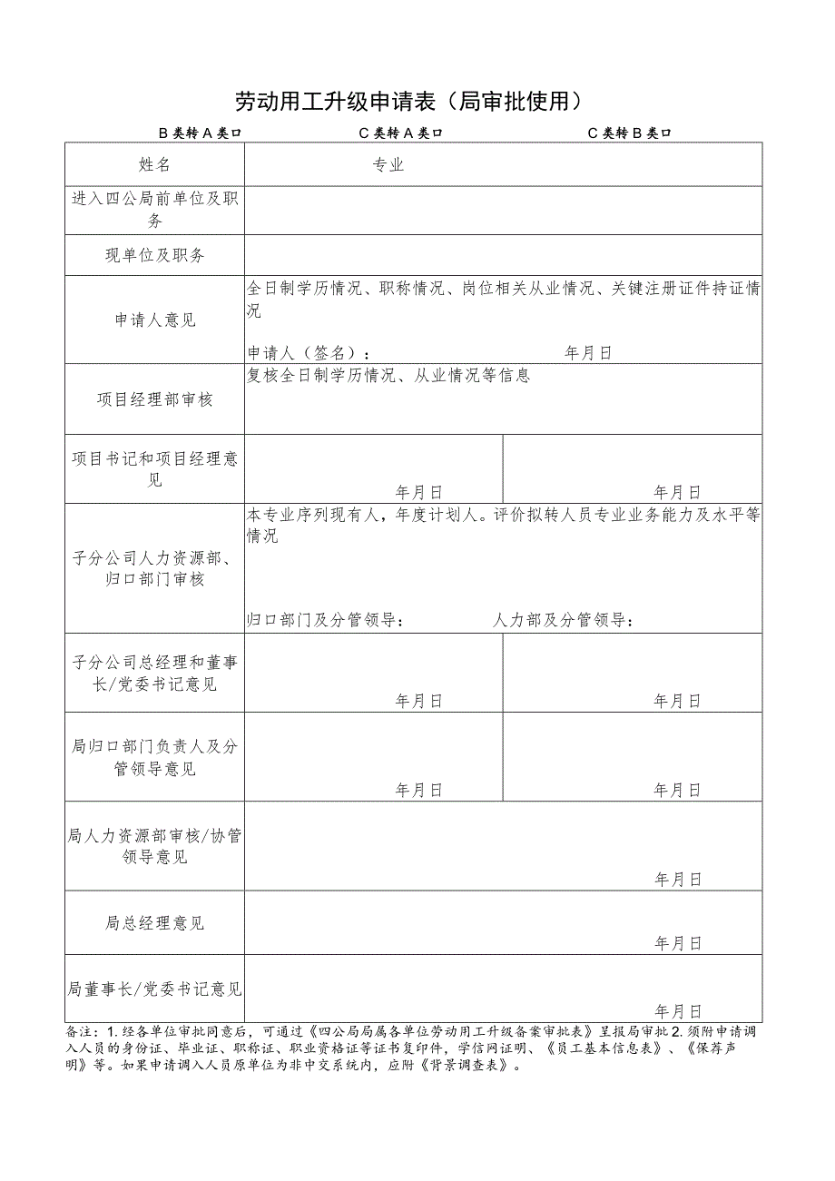 劳动用工升级申请表.docx_第1页