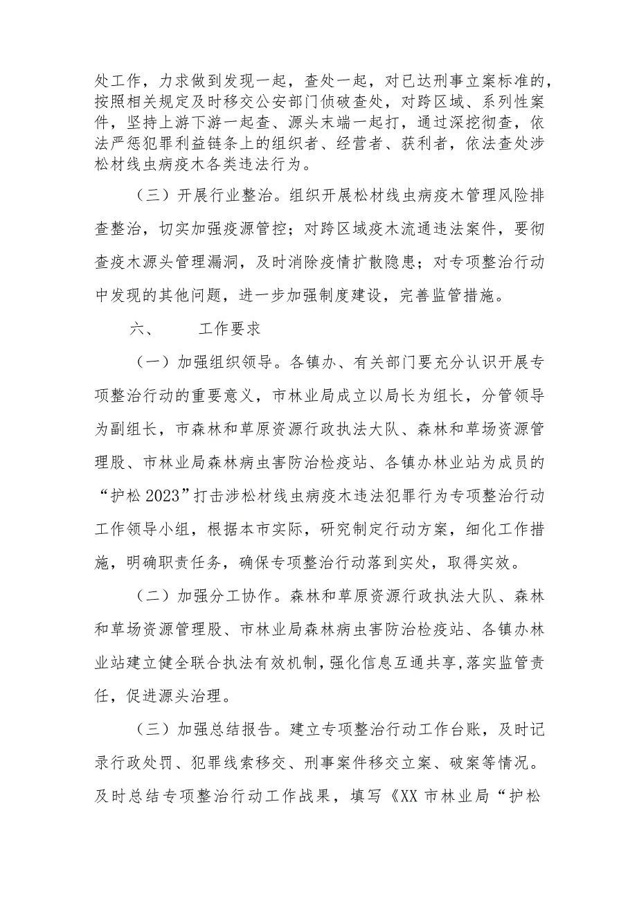 XX市“护松2023”打击涉松材线虫病疫木违法犯罪行为专项整治行动方案.docx_第3页