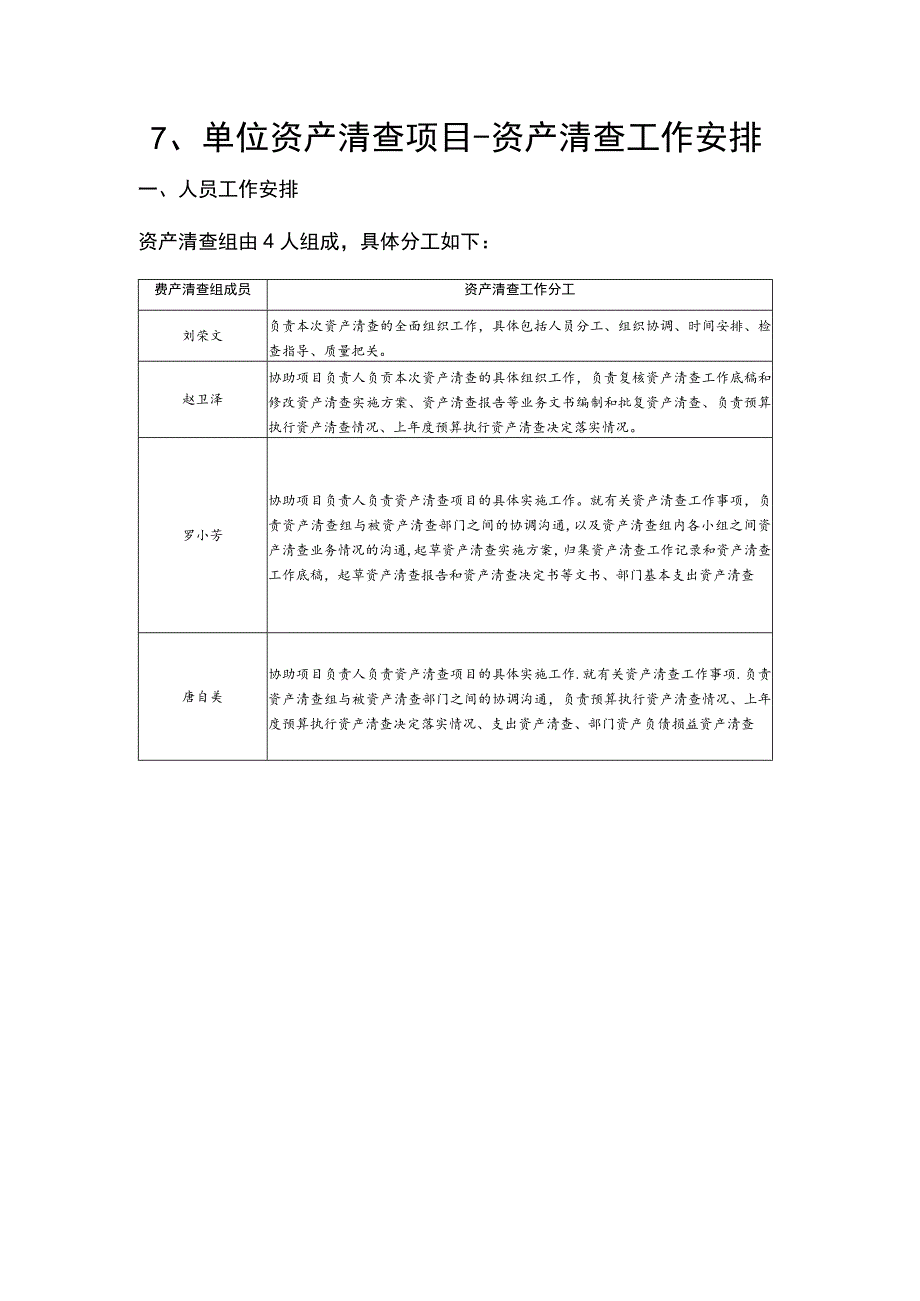 7、单位资产清查项目-资产清查工作安排.docx_第1页