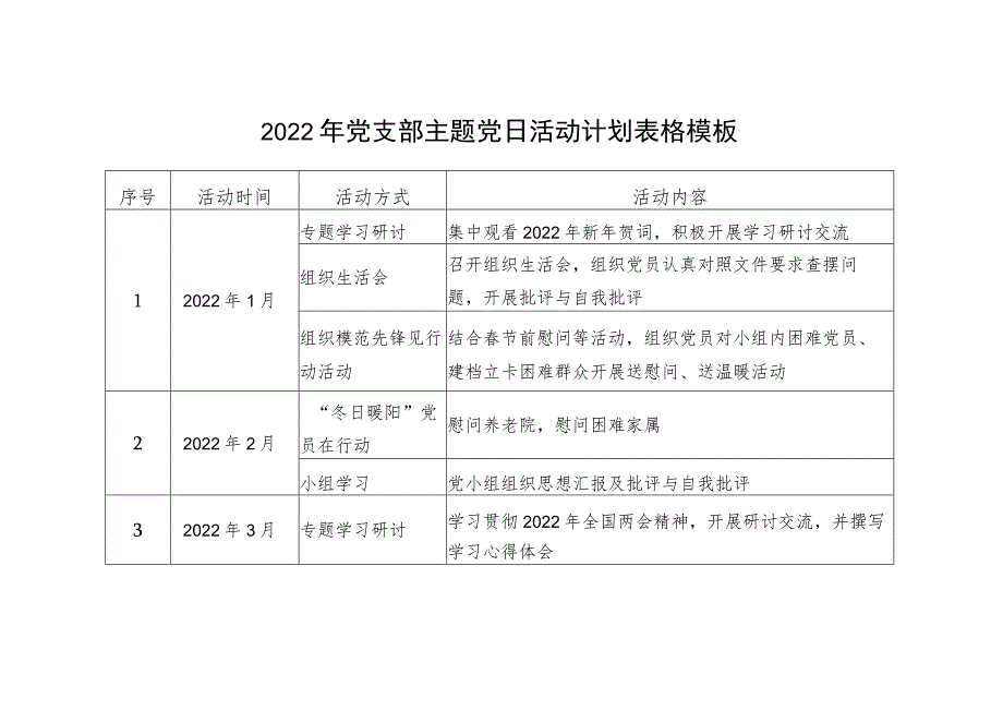 2022年党支部主题党日活动计划表格.docx_第1页