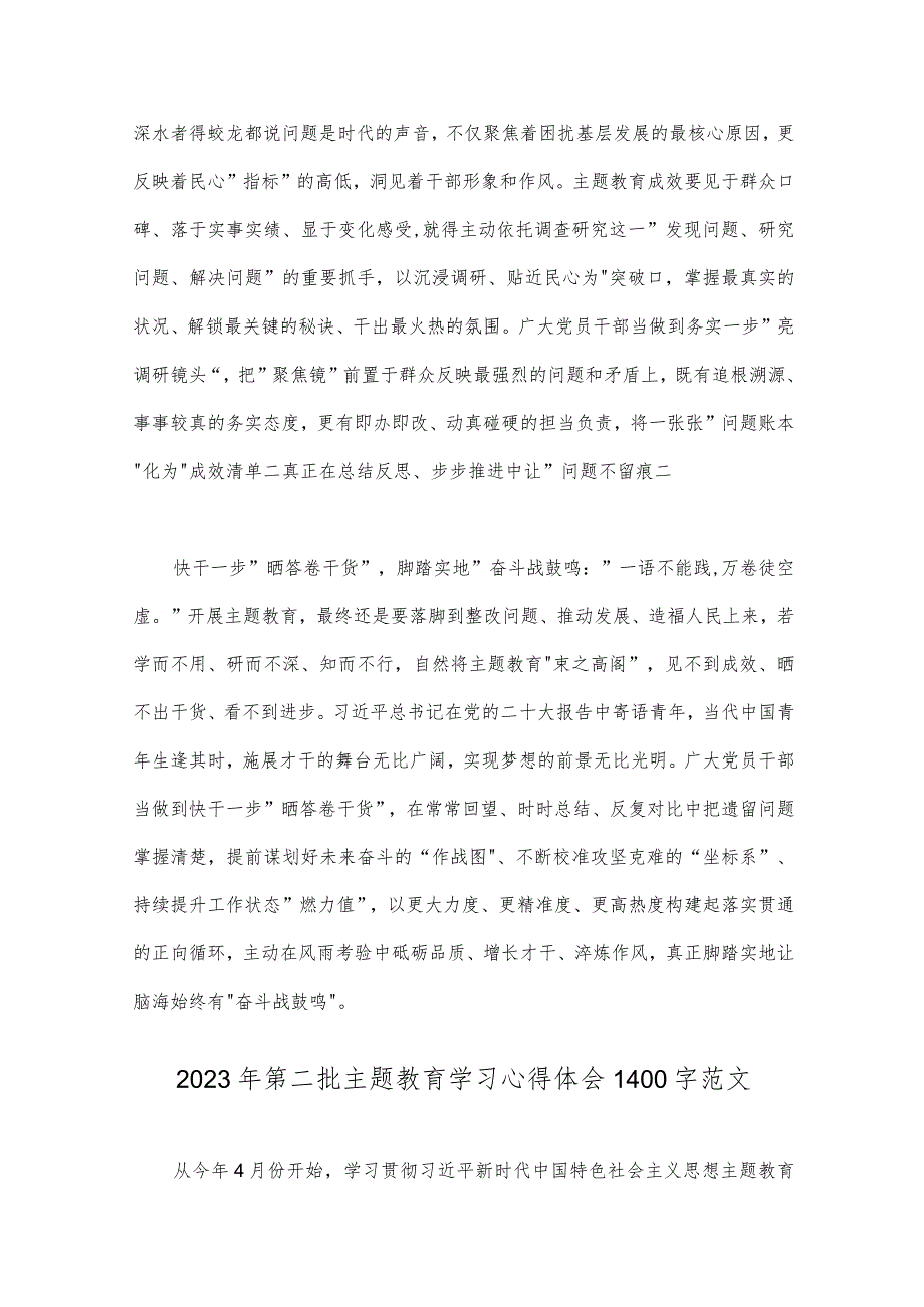 2023年开展推进推进好第二批主题教育学习研讨交流发言材料与第二批主题教育学习心得体会【两篇文】.docx_第2页