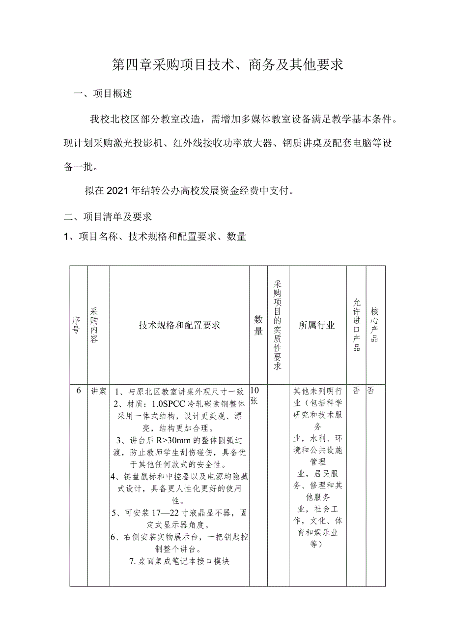 第四章采购项目技术、商务及其他要求.docx_第1页