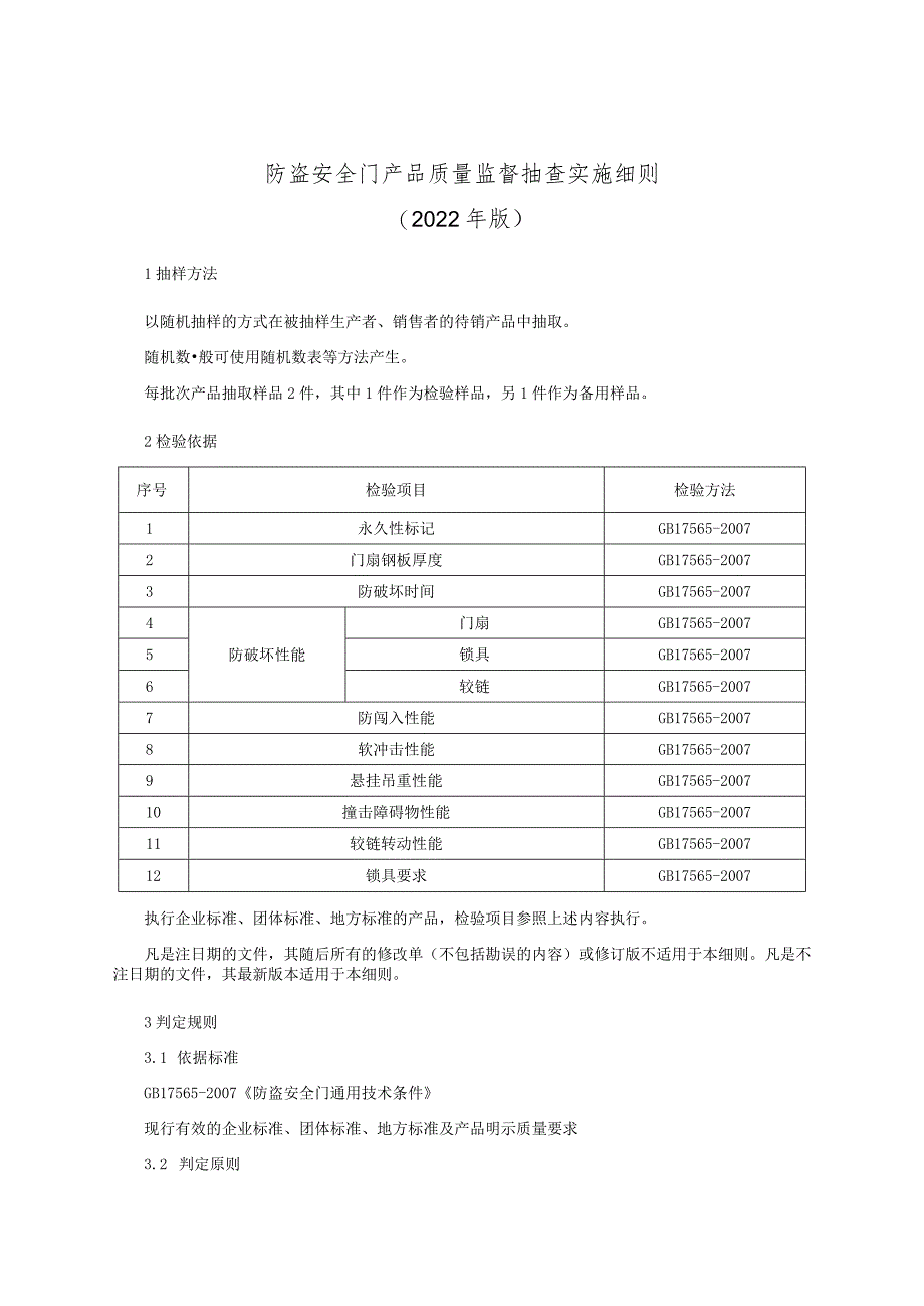 防盗安全门产品质量监督抽查实施细则（2022年版）.docx_第1页