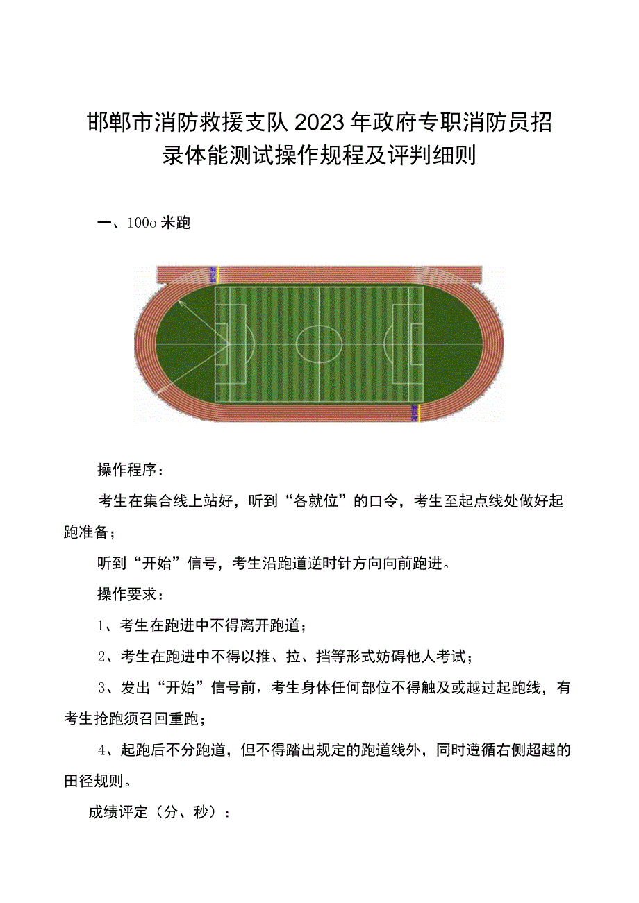 邯郸市消防救援支队2023年政府专职消防员招录体能测试操作规程及评判细则.docx_第1页