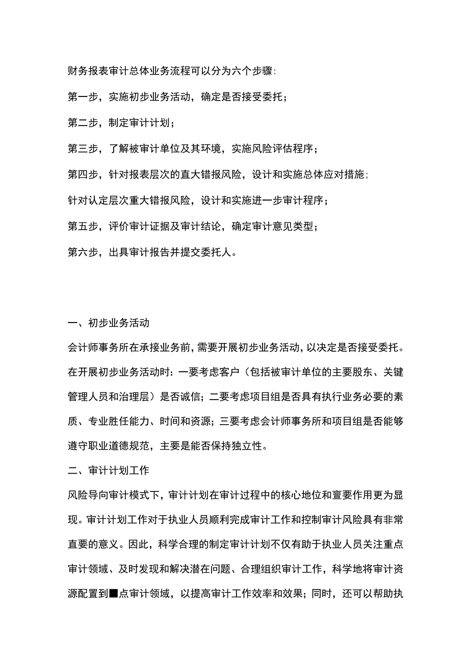 财务报表审计总体业务流程可以分为六个步骤.docx_第1页