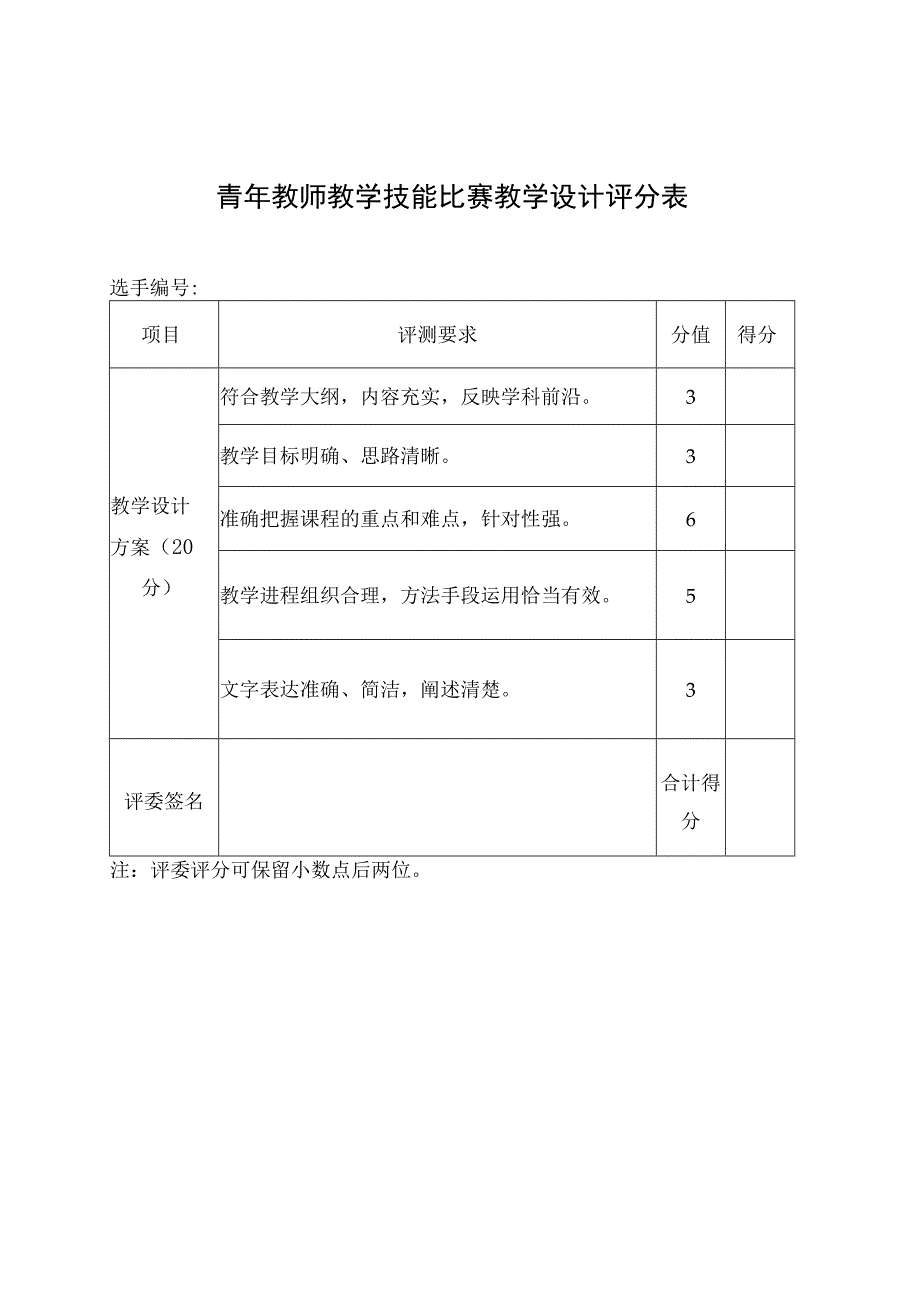 青年教师教学技能比赛教学设计评分表.docx_第1页