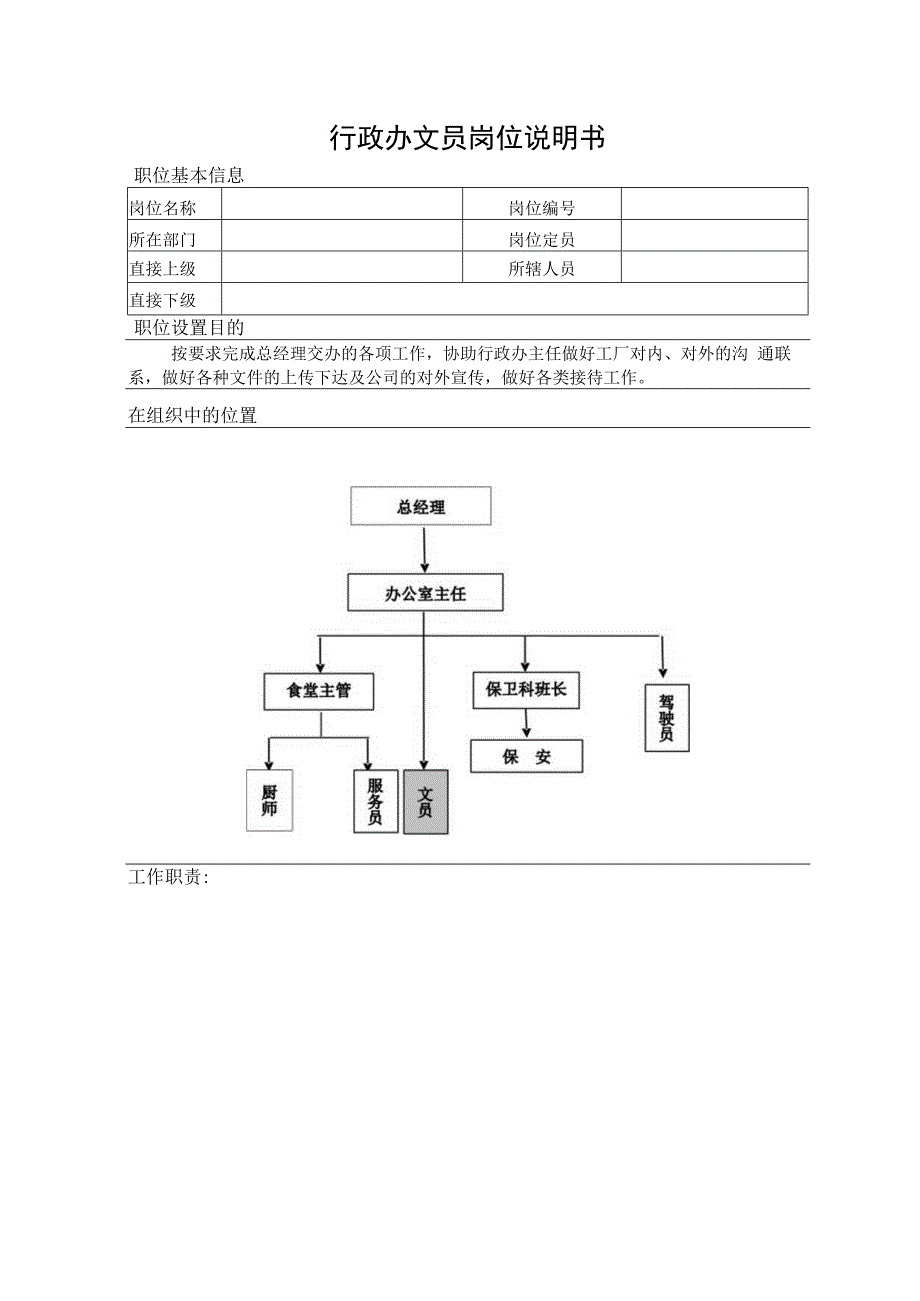 行政办文员岗位说明书.docx_第1页