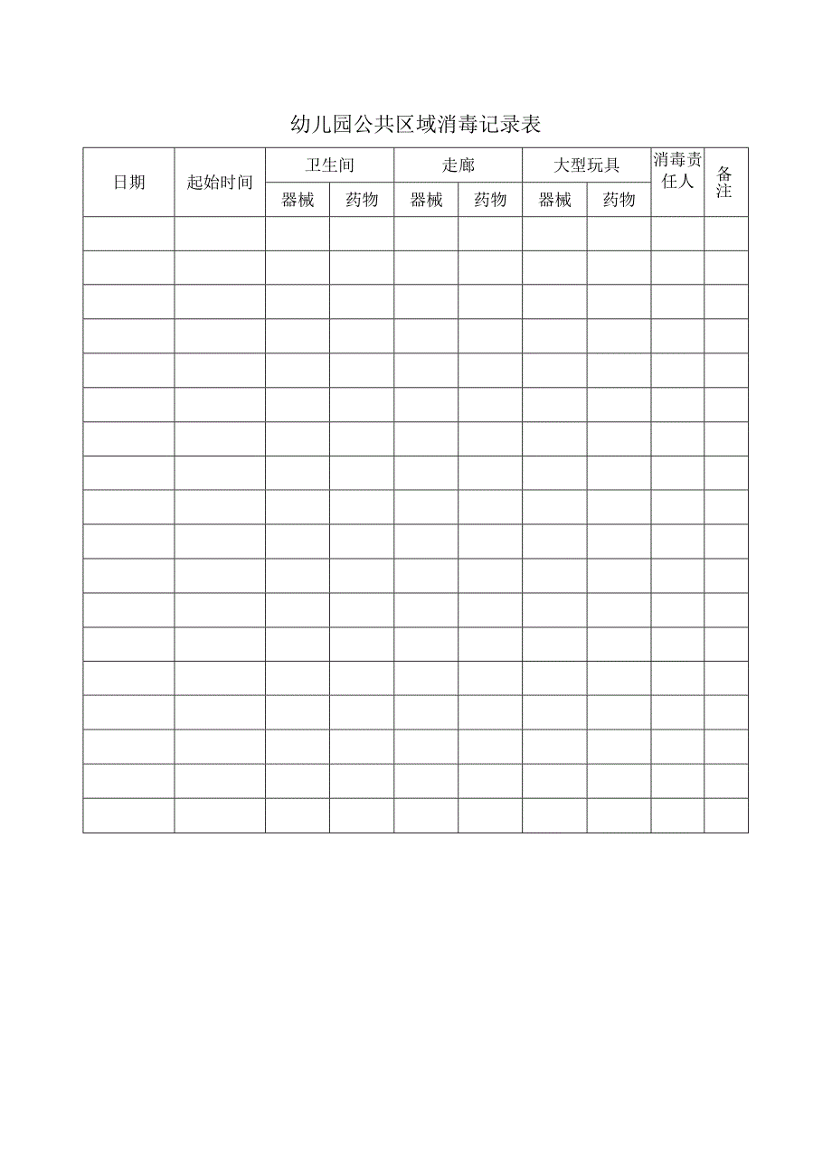 幼儿园公共区域消毒记录表.docx_第1页