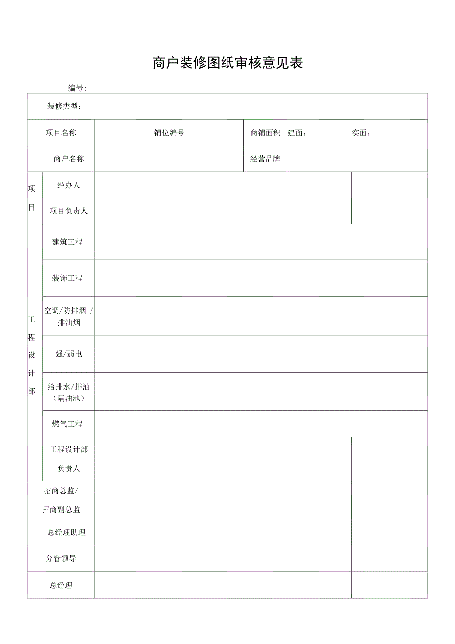 商户装修图纸审核意见表.docx_第1页