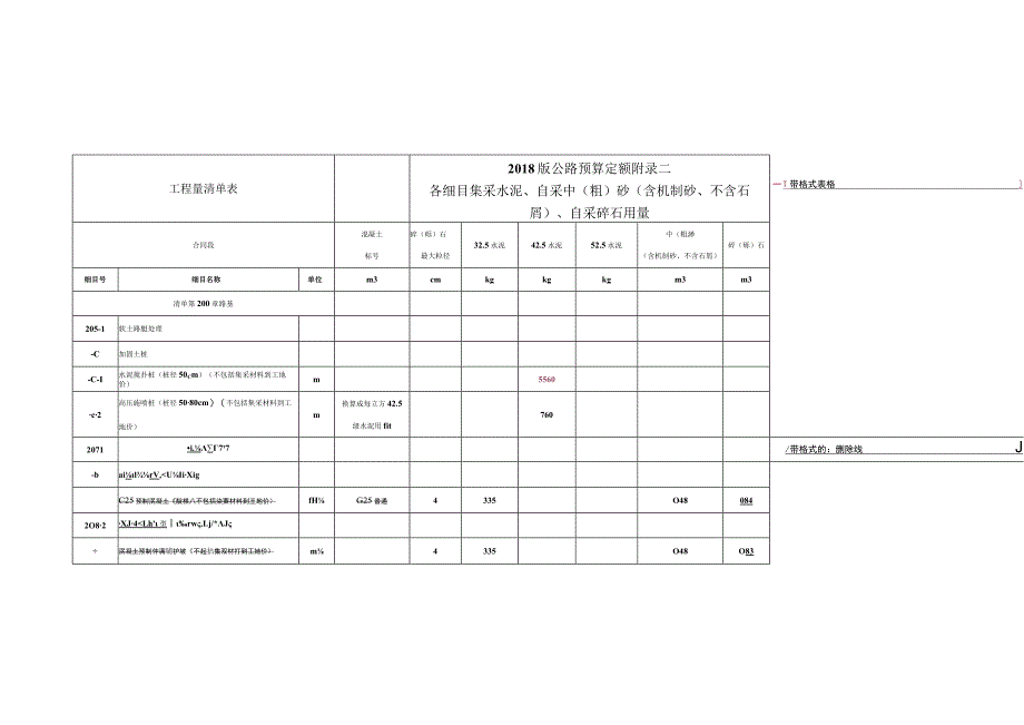 工程量清单表2018版公路预算定额.docx_第1页