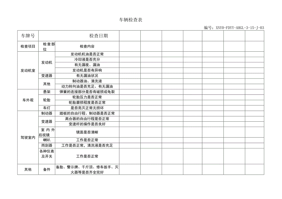 车辆检查表模板.docx_第1页